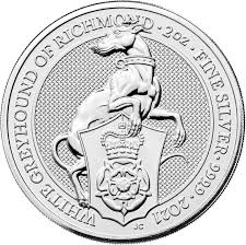 2021 2 oz British Silver Queens Beast White Greyhound Coin