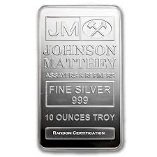 10 oz Johnson Matthey Silver Bar (Secondary Market)
