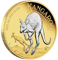 2023 2 oz Australian Silver Kangaroo Coin (Reverse Gilded, Box + CoA)