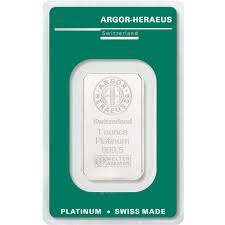 1 oz Argor Heraeus Platinum Bar (New w/ Assay)